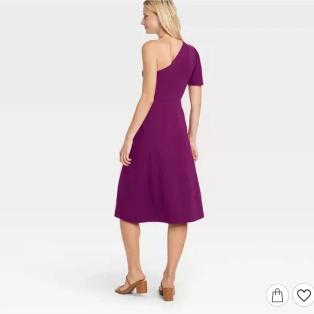 Who What Wear One Shoulder A-Line Dress Purple Medium NWT - Picture 10 of 10